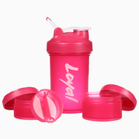 Roze shaker met 2 bakjes